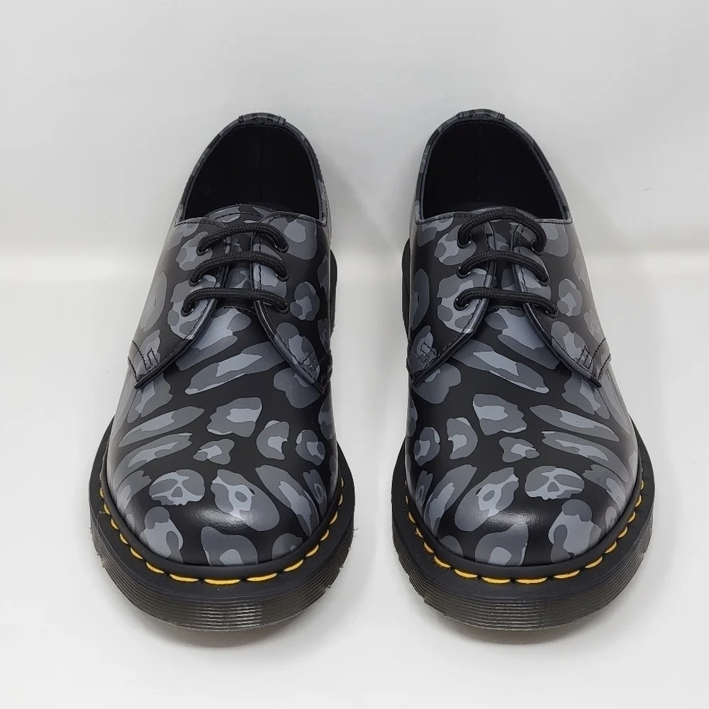 Dr. Martens 1461 Distorted Leopard Print Oxford Black/Gray- Men Sz 6/Wnms 7 New